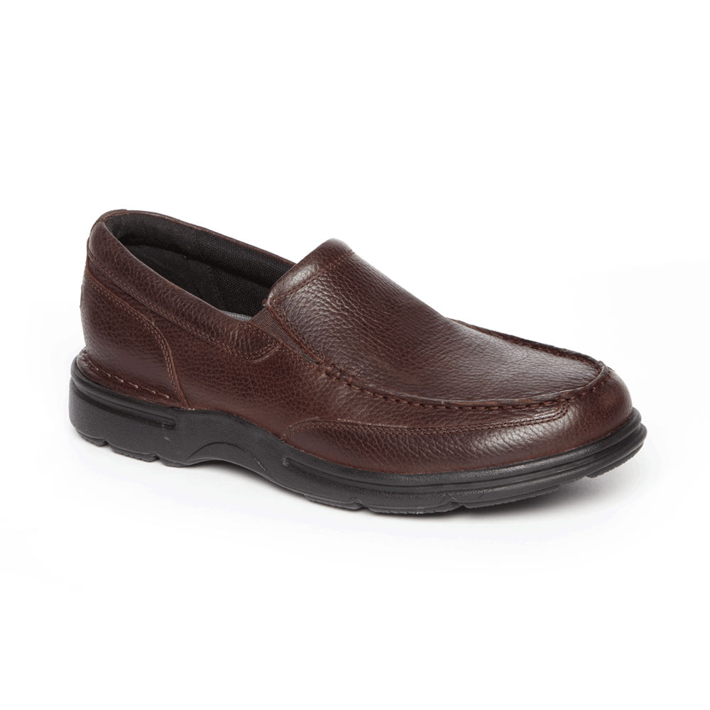 Rockport Mens Slip-On Dark Brown - ProWalker Eureka Plus - UK 294-ZVBGMO